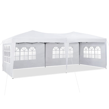 TUKAILAI 10' x 20' Pop Up Gazebo Marquee, Anti-UV Party Wedding Tent Event Shelters with 6 Removable Sidewalls & Carry Bag, Heavy Duty Instant Canopy for Outdoor Camping Garden Patio (White) TUKAILAi