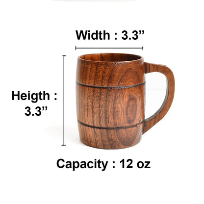 CTIGERS Vintage Wooden Beer Mugs Elegant Wood Coffee Cups with Handle 12 oz - WoodArtSupply