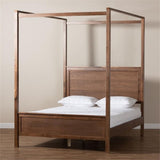 Baxton Studio Veronica Modern and Contemporary Walnut Brown Finished Wood Queen Size Platform Canopy Bed Baxton Studio