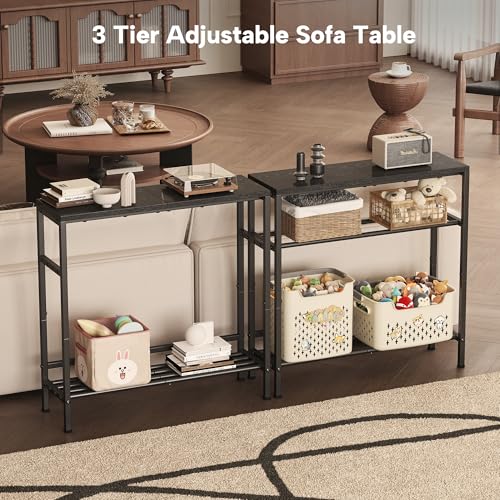Homeiju Entryway Table 31.5" Width, 2-Tier Console Table with Adjustable Shelves, Industrial Sofa Table with Storage, Foyer Tables for Entryway, Hallway, Kitchen, Living Room and Bedroom, Black Homeiju