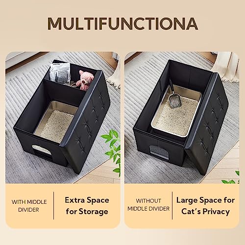 MEEXPAWS Cat Litter Box Enclosure Furniture Hidden, Cat Washroom Bench Storage Cabinet | Extra Large 36'' x 20'' x 20''| Dog Proof | Waterproof Inside/Easy Clean | Easy Assembly | Odor Contro - WoodArtSupply