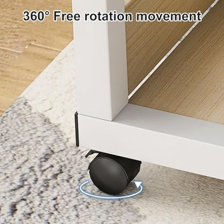 duwiikab Standing Desk with Storage Shelves, Desks on Wheels Adjustable Height, Computer Desk on Wheels, Moveable Table, Portable Desks, Small Standing Table, Mobile Computer Table for Home Office duwiikab