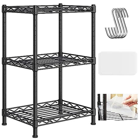 Santoy 3 Tier Storage Shelves Adjustable,Rack Metal Shelf Unit for Kitchen, Bathroom, Pantry, Closet, and Bedroom - Strong Steel Wire Organizer Santoy