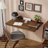 Dogsky Wall Mounted Folding Table, Floating Desk 24x15.7Inch, Fold Down Shelf Wall Mounted with Heavy Iron Brackets, Foldable Table for Launrdy Room, Office Study Work Bench, Kitchen Dining, Walnut Dogsky