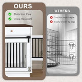 Dog Crate Furniture for 2 Dogs, Dog Kennel with 2 Storage Drawers & Divider, Large Double Dog Cage As TV Stand, Furniture Style Dog Crates with Sliding Barn Door (Brown & White) OUTDOOR DIAMOND