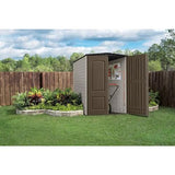 Rubbermaid Large Vertical Resin Outdoor Storage Shed With Floor (5 x 6 Ft), Weather Resistant, Brown, Organization for Home/Backyard/Garden Tools/Lawn Mower/Bike Storage/Pool Supplies Rubbermaid