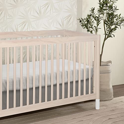 Babyletto Gelato 4-in-1 Convertible Crib with Toddler Bed Conversion in Washed Natural and White, Greenguard Gold Certified - WoodArtSupply