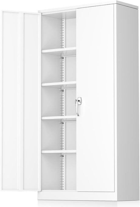 Greenvelly Metal Garage Storage Cabinet with 2 Doors and 4 Adjustable Shelves,72" H Steel Lockable Storage Cabinet,Tall Metal Cabinet Locking File Cabinet for Office,Home, Garage, Gym, School Greenvelly