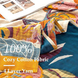 King Throw Blanket for Bed 100% Cotton Boho Soft Rustic Quilt Butterfly and Floral Double Embroidery Breathable Spring Bed Blanket,90"x108" All Season Blankets for Bedding Couch Home Decor LUTBM