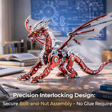 3D Metal Dragon Model Kit for Adults, Mechanical Pterosaur Puzzle, DIY Assembly Steel Model, Challenging Building Kit, Unique Gift for Men Desk Decor