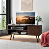 Cozy Castle TV Stand for 48 Inch TV, Mid Century Modern Entertainment Center with Storage Cabinet, TV Media Console for Living Room, Bedroom, Dark Brown Cozy Castle