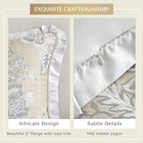 CROSCILL King Comforter Set, Luxe Chenille Jacquard Floral Medallion, Microfiber Twill Comforter for a King-Size Bed, Oversized Comforter King Bedding, 2 Shams & Bedskirt, Loretta, Beige 4 Piece Croscill