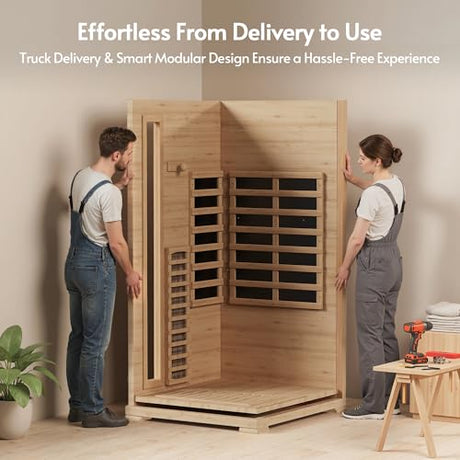 Rotihom Infrared Sauna at Home 1-2 Person with 7 Color Full Spectrum, Low EMF 1745W Fast Heating Canadian Hemlock Wood Sauna, Indoor Dry Sauna with Music Speakers for Home, Gym (3Lx3.3Wx6.3H Ft) Rotihom