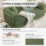 HANXIN 78 Inch Convertible Sleeper Sofa Bed, Folding Floor Mattress Couch with Fixed-Shape Frame, Futon Boneless Couch Lounge Loveseat with Pull Out Bed, No Assembly Required (Green) HANXIN