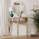 Artloge Half-Moon Mirrored Console Table Tall Semi Circle Entryway Desk 3 Legs Artloge