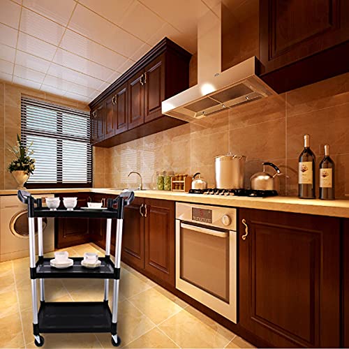 Abacad Plastic Utility Cart with Wheels Lockable, Heavy Duty Restaurant Cart, Service Cart for/Home/Office/Warehouse/Kitchen/Workshop,390 Lbs,2 ABACAD