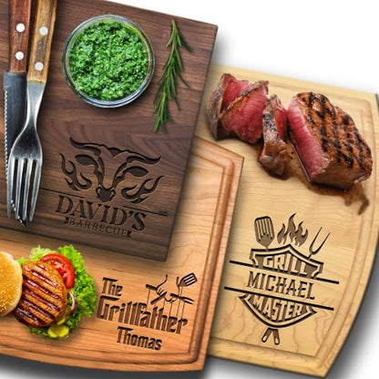 USA Made Personalized Cutting Board - Fathers Day, Birthday, Anniversary - Customized Gifts for Men, BBQ, Grill Accessories - Dad, Husband, Brother, Boyfriend, Papa - Custom Unique Mens Gifts - WoodArtSupply