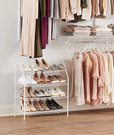 Rubbermaid 4-Tier Wire Shoe Rack, White, Simple Assemble, Storage Shelf for Organization in Bedroom/Closet Rubbermaid