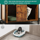 YITAHOME Cat Litter Box Enclosure with Shelves Storage, Indoor Large Litter Box Furniture Wooden Hidden Cat Cabinet Washroom Corner, Rustic Brown YITAHOME