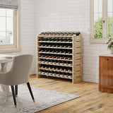 Modular Real Wood Wine Storage Racks - Stackable Free Standing Floor Wooden Wine Rack, Premium Wine Storage Rack Elegant Display and Organizing for Kitchen and Cellar 6 Tier 36 Bottles Svimi