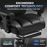 GTRACING Big and Tall Gaming Chair 400lbs Heavy Duty Office Chair with Footrest, High Back Pocket Spring Lumbar Support, Ergonomic Wide Comfy Seated Cushion for Lower Back Pain Relief, Earth-Black GTRACING