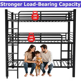 ATOPCORP New Upgrade Metal Twin Over Twin Over Twin Triple Bunk Bed Frame,Detachable Heavy Duty Steel 3 Bunk Beds with 2 Ladder & Guardrail for Kids Adults Teens Boys, No Box Spring Need (Black) ATOPCORP