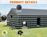 Albott 39x20x14 FT Large Black Inflatable Nightclub Tent for Adults with Pavilion Rest Area, Black Inflatable Night Club Gazebo with 2 Side Doors & Logo Area for Birthday, Wedding, Backyard Events Albott