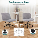 OLIXIS Criss Cross Chair with Wheels Wide Cross Legged Office Desk Vanity Chair Comfy Fabric Armless Adjustable Swivel for Home Computer Task Gray OLIXIS