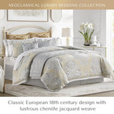 CROSCILL King Comforter Set, Luxe Chenille Jacquard Floral Medallion, Microfiber Twill Comforter for a King-Size Bed, Oversized Comforter King Bedding, 2 Shams & Bedskirt, Loretta, Beige 4 Piece Croscill