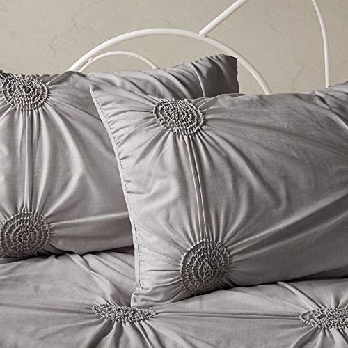 Madison Park Daybed Cover Set-Trendy Design All Season Luxury Bedding with Bedskirt, Matching Shams, Decorative Pillow, Medallion Tufted Dark Grey 75"x39" 6 Piece Madison Park