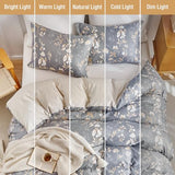 Lekesky Queen Duvet Cover Set, Gold Floral Duvet Cover Queen Size, 3 Pieces Grey Bedding Sets with Zipper, Ultra Soft Microfiber Reversible Queen Size Comforter Cover with 2 Pillowcases 20"x26" Lekesky