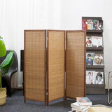 Furnnylane 3 Panel Short Room Divider Screen,Brown Freestanding Partition,Small Bamboo Panel Divider for Room Seperation,3.95 FT Tall Furnnylane