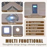Homsido 3-4 Person Far Infrared Sauna, Hemlock Indoor Corner Sauna Room Home Sauna with Low EMF Far Infrared Carbon Panel Tempered Glass Door,Bluetooth Speakers Chromotherapy Lights（220V, 2880W） Homsido