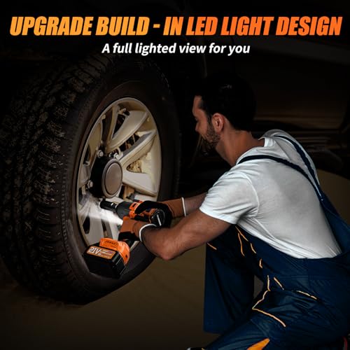 Protmex Cordless Impact Wrench, 900Ft-lbs (1200N.m) 1/2" Brushless Impact Gun, 21V High Torque Power Impact Driver, 2x4.0Ah Batteries Electric Impact Motor Variable Speeds for Car/Truck RV/Mower Protmex