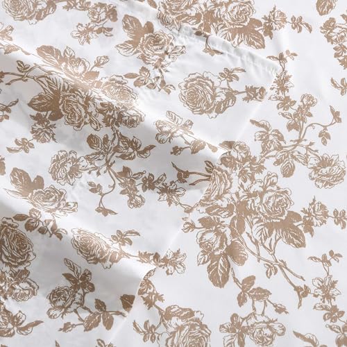 Betsey Johnson - Twin XL Bed Sheets, Soft & Lightweight Bedding, Fade & Wrinkle Resistant, Dorm Essentials (Garden Toile Brown) Betsey Johnson