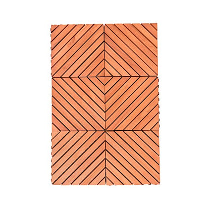 VIFAH V182 Interlocking FSC Eucalyptus Deck Tile 12-Slat Diagonal Design - WoodArtSupply