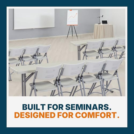 OEF Furnishings OEFBT-SEM1896 Commercial-Grade Premium Industrial Seminar Folding Table with Thick Blow-Molded Top and 16-Gauge Cantilever Steel Legs (Seminar, 18" × 96", Speckled Gray Top) OEF Furnishings