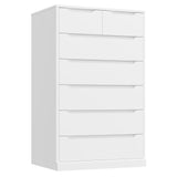 HITHOS 51" Tall 7 Drawers Dresser, Modern White Dresser, Wood Dressers & Chests of Drawers with Cut-Out Handles, Upright Drawer Chest, Accent Vertical Dressers for Living Room, White HITHOS