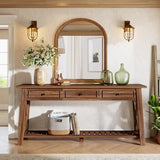 Tribesigns Console Table with 3 Storage Drawers, 70.87 Inches Extra Long Sofa Table Behind Couch with Bottom Shelf, Farmhouse Wooden Entryway Hallway Foyer Table for Living Room, Entrance (Walnut) Tribesigns
