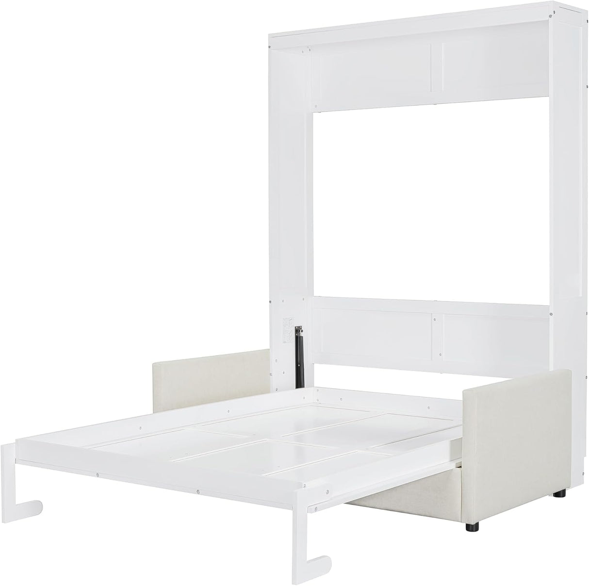 Virubi Full Murphy Bed with Couch,Wood Folding Murphy Wall Bed Cabinet with Sofa (White,Full) Virubi