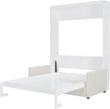 Virubi Full Murphy Bed with Couch,Wood Folding Murphy Wall Bed Cabinet with Sofa (White,Full) Virubi