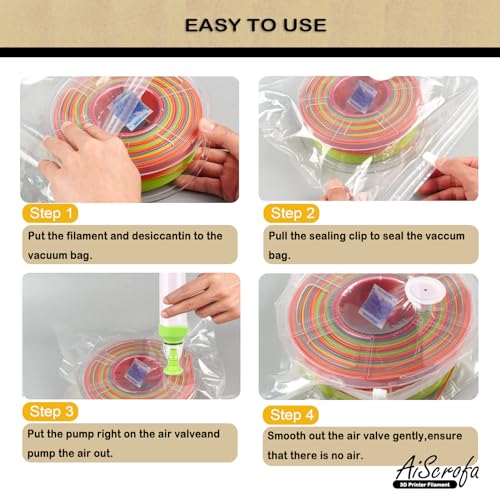 AiScrofa Filament Storage Bag Vacuum Kit with Two Sizes - 19 PCS Cleaning Drying Sealed 10 Bags for 3D Printer Filament with Desiccants/Humidity Indicator (Vacuum Bags Kit 1 Pack（only Bags) AiScrofa