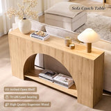 IFGET 63" Arched Console Table, 2-Tier Modern Entryway Table with Arched Base, Narrow Long Wood Sofa Table Behind Couch Table for Living Room, Hallway, Foyer, Natural IFGET