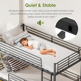 NKISHECK Triple Bunk Beds, 3 Bunk Bed Twin Over Twin Over Twin with 2 Ladders, Metal Frame with Guardrails,Heavy Duty Triple Bed Frame for Teenagers/Adults Bedroom, No Box Spring Needed NKISHECK