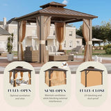 YOLENY 10' x 10' Hardtop Gazebo, Metal Gazebo with Aluminum Frame, Double Galvanized Steel Roof, Curtains and Netting Included, Pergolas for Patios, Garden, Parties, Lawns YOLENY