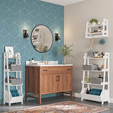 RiverRidge Amery 4-Tier 13 Inch Ladder Shelf Display Case Open Shelves & Storage Bin and 2 10” Floating Bookshelves - Organizer Furniture RiverRidge