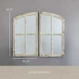 Jolene Arch Window Pane Mirror, Rustic Style Distressed Wood, Decorative Wall-Hanging Mirror, Easy Mount, Wall Mount Mirrors for Bedroom, Bathroom, Living Room (Set of 2) Aspire