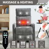 High Back Massage Recliner with Heat - Swivel Rocking Chair for Small Spaces, Manual Lazy Boy Recliner for Adults, Perfect for Living Room & Bedroom, Soft Fabric (Dark Gray)