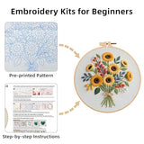 Herdiese Embroidery Kit for Beginners with Flower Pattern – Stamped Cross Stitch Kit Including Fabric, Hoop, Threads, Needles & Instructions – Complete DIY Hand Sewing Craft Set