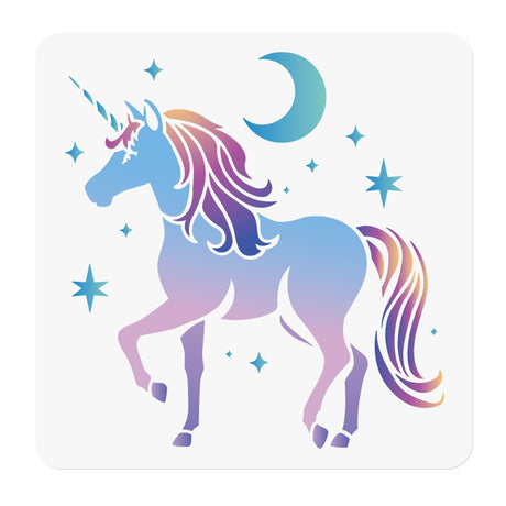 Unicorn Stencil for Painting 11.8 x 11.8 Inch Reusable Plastic Unicorn Template for Painting on Wall Wood Furniture Fabric Canvas, DIY Craft Stencil DOODLREAM
